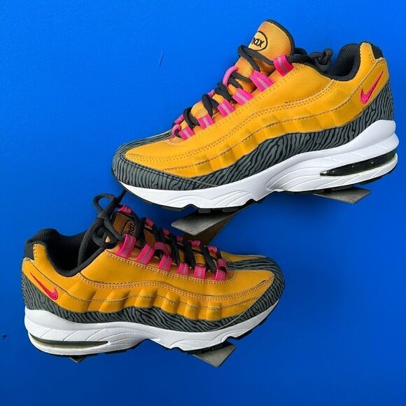 Pre-owned Sz 5.5 Y Youth GS Nike Air Max 95 Gold Pink Anthracite Run 307565-700 - Picture 1 of 6